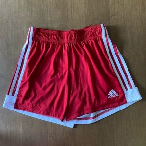 Red adidas shorts women